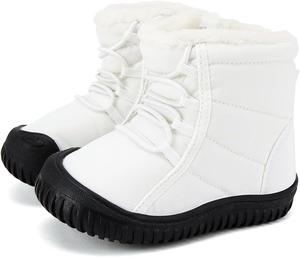 Детские зимние ботинки BMCiTYBM для малышей, обувь для детей мальчиков и девочек с искусственным мехом для холодной погоды, K-White