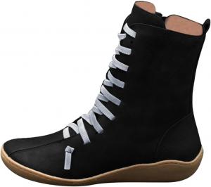 Женские модные кроссовки-ботильоны в винтажном стиле, высокие ботильоны на шнуровке, повседневные кожаные прогулочные туфли с округлым носком, короткие ботинки на осень и зиму с боковой молнией Generic, D-Black