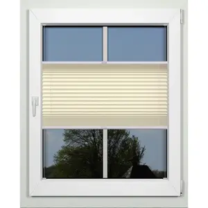 Жалюзи плиссе Indeko «superior», затемняющие, энергосберегающие, с сверлением, натяжные, на заказ, цвет sand + weiß