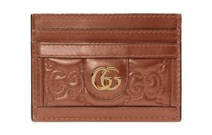 Маленький клатч-кардхолдер GG Matelassé из кожи светло-коричневый GUCCI для женщин