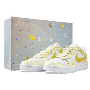 Детские скейтерские кроссовки Court Borough для младших школьников Nike, белый/желтый