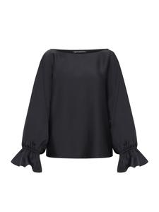 Атласная блузка с вырезом лодочкой черного цвета Betty Barclay