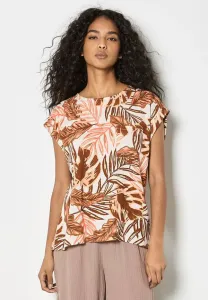 Блузка с тропическими листьями Apricot, Brown
