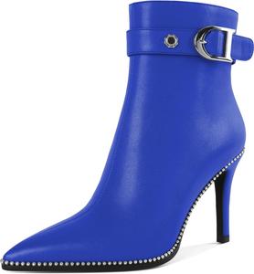 Женские ботильоны Eldof с каблуком-стилет и молнией, заостренный носок, для платья, 3,5 дюйма, Royal Blue
