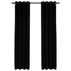 Плотные шторы с рюшами и лентой Синие плотные термошторы Непрозрачные теплоизоляционные простые шторы 132 x 160 см Vidaxl, черный