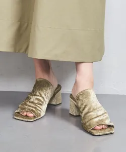 Бархатные мюли с широким квадратным носком United Arrows, цвет Beige