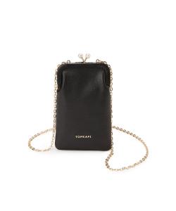 Сумка через плечо из термоусадочной кожи с жемчужной цепочкой / Сумка для смартфона через плечо