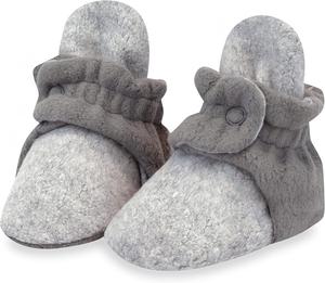 Унисекс флисовые пинетки для малышей Zutano, с двумя кнопками, от новорожденного до 24 месяцев, Heather Gray/Gray