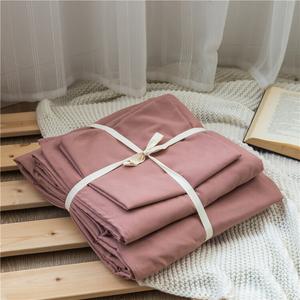 Muji Комплект постельного белья из 4 предметов (простыня 150 см, пододеяльник 180х220 см), японский стиль, цвет adzuki red