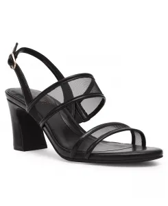 Женские босоножки Rhonda на блочном каблуке с сетчатой перемычкой Anne Klein, черный