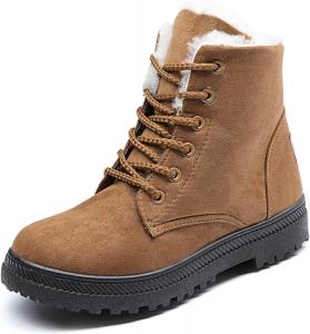 Женские замшевые теплые зимние ботинки Myallfeet с плюшевой подкладкой, удобные шерстяные ботинки для улицы, противоскользящие и теплые хлопковые ботинки, Khaki