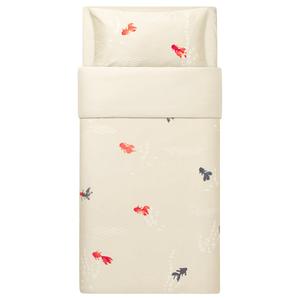 Комплект постельного белья из 3 предметов, золотистый/бежевый, 150x200/50x80 см IKEA Fössta