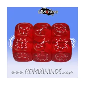 Набор полупрозрачных красных кубиков d6 (3), Fantasy Football Miniatures - Dice Sets