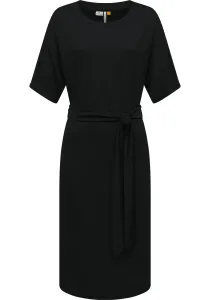 Платье-рубашка в стиле рэгвир "Паллерма", стильное летнее платье с завязкой на талии Ragwear, черный