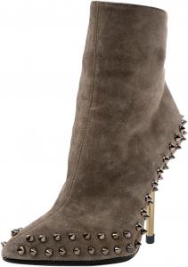 Женские ботильоны FSJ с заостренным носком, заклепками и высокими каблуками-стилетто, на короткой шпильке, с боковой молнией, из искусственной замши, короткие ботинки, повседневные, для официальных мероприятий и танцев, размеры 4-16 US, Grey