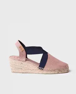 Женские эспадрильи на танкетке из ткани однотонных тонов на резинке Toni Pons, розовый