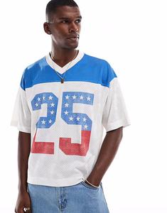 Спортивный топ Hollister baggy crop americana varsity в бежевом цвете multi