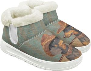 Женские меховые ботинки с противоскользящей подошвой, зимние удобные снежные туфли для дам с флисовой подкладкой, размер США 4.5-12 Cugasmaru, Western Cowboy Dog