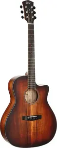 Акустическая электро-гитара Cort COREGAOPLB серии Core с вырезом. Цельный черный древесный корпус