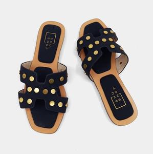 Женские шлепанцы Donatella в черном цвете SHU SHOP