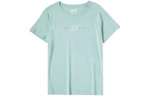 Женская футболка Li Ning, серо-зеленого цвета, с круглым вырезом, умеренно прямой крой