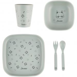 Детский набор посуды Кошка Лилли Sterntaler, матово-зеленый