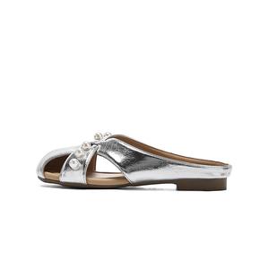 Женские тапочки с закрытым носком, устойчивые к истиранию DAPHNE, серебро