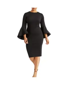 Женское платье с расклешенными рукавами из ткани scuba ELOQUII, черный