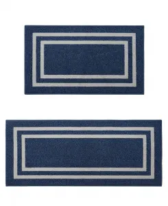 Комплект из двух ковров-дорожек с двойной окантовкой и ворсом Jean Pierre New York, деним/светло-серый