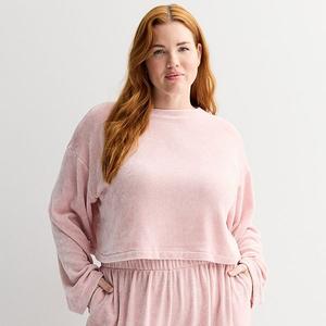 Свитшот Plus size с длинным рукавом из велюра Sonoma Goods For Life, Zephyr