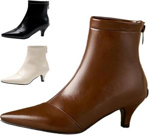 Женские ботильоны с острым носком на низком каблуке-шпильке, сексуальные, удобные, мягкая задняя молния, осенне-зимние, с каблуком-киссетом, для вечеринок, свадеб, работы WYUETRA, Brown