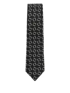 Шёлковый галстук в квадратный узор Emporio Armani, черный