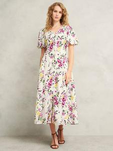 Платье из льняной смеси petite taylor в цветочек Hobbs, слоновая кость/разноцветный