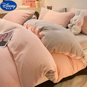 Disney Комплект постельного белья из 4 предметов (простыня на резинке 150 см, пододеяльник 200х230 см), двусторонний велюр, цвет светло-розовый и светло-серый