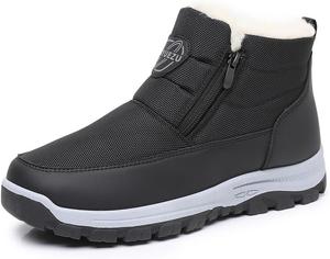 Зимние мужские ботинки, теплые водонепроницаемые снежные ботинки с меховой подкладкой Qacksv, черный