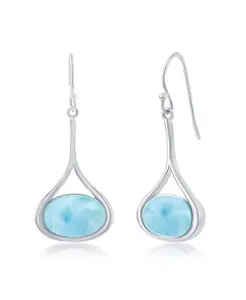 Длинные овальные серьги с подвесками из ларимара из стерлингового серебра Caribbean Treasures, blue