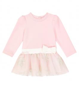 Детское платье из смесового хлопка с бантом Monnalisa, розовый