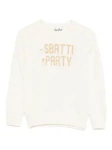 Свитер с логотипом, выполненным в технике интарсии Mc2 Saint Barth Kids, белый