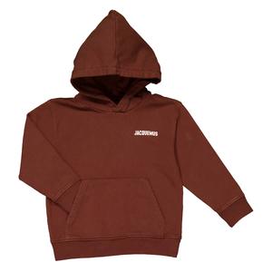 Детская худи из хлопка с вышитым логотипом Jacquemus, коричневый