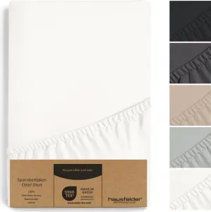 Простыня на резинке для наматрасника 90х200 - 100х200 см, высота матраса до 15 см, белая Hausfelder