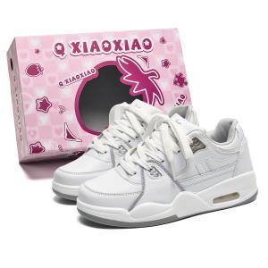 Кроссовки для скейтбординга унисекс низкие белые, бело-серые с малым увеличением роста износостойкие дышащие противоскользящие