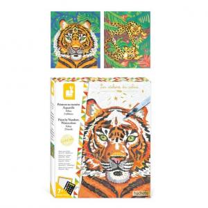 Janod, Креативный набор Раскраска по номерам Дикие кошки 7+