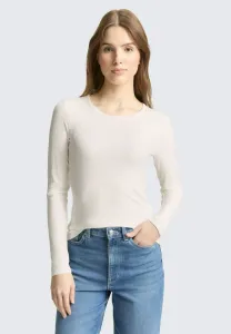 Топ приталенного кроя с длинными рукавами mitstruktur Tom Tailor Denim, Off White