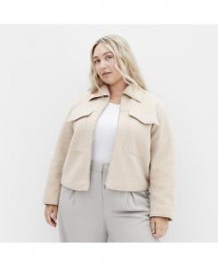 Куртка-бомбер большого размера на молнии спереди CITY CHIC, Taupe