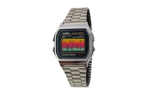 CASIO Мужские часы Retrofit Series с кварцевым механизмом, стальной браслет, черный циферблат