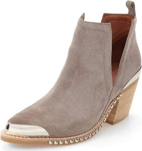 Женские ботильоны YDN на низком каблуке из искусственной замши, ковбойские с вырезами и металлическим носком, для официального наряда, размер 4-15 US, Gray Studs