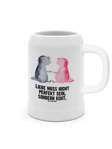 Пивная кружка Аксолотль Любовь с надписью на белом фоне Mr. & Mrs. Panda