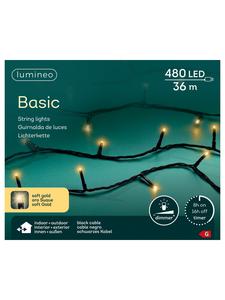 Lumineo Базовая гирлянда из 480 светодиодов, 36 м, черный кабель, цвет «мягкое золото»