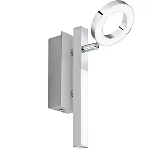 Настенный светильник LED CARDILLIO 1 потолочная лампа, хром, 1 плафон, поворотные головки ламп LED-панель теплый белый точечный свет, теплый белый свет, гостиная, столовая, кухня, коридор, 22,5x6,5 см Eglo, серебристый