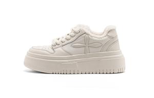 Law Step Street Slip Resistant Height Increasing Low top Skateboard Shoes Women's UNCLEWEN, экрю (fleece-lined)